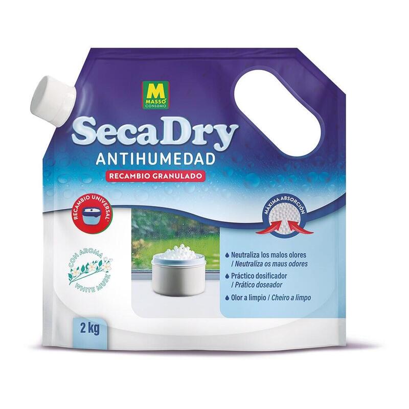 Pack De 2 Unidades - Recambio Granulado Antihumedad Secadry Bolsa Dosificadora, 2 Kg