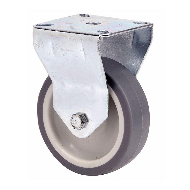 Pack De 2 Unidades - Rueda Fija De Goma Con Placa Y Eje Liso, Color Gris, Carga Máx. 60 Kg, Ø 8 Cm