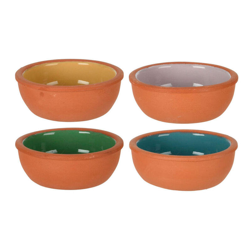 Pack De 2 Unidades - Set 4 Cuencos Para Aperitivos De Barro Colores Surtidos. 150ml Ø10,4x4,2cm