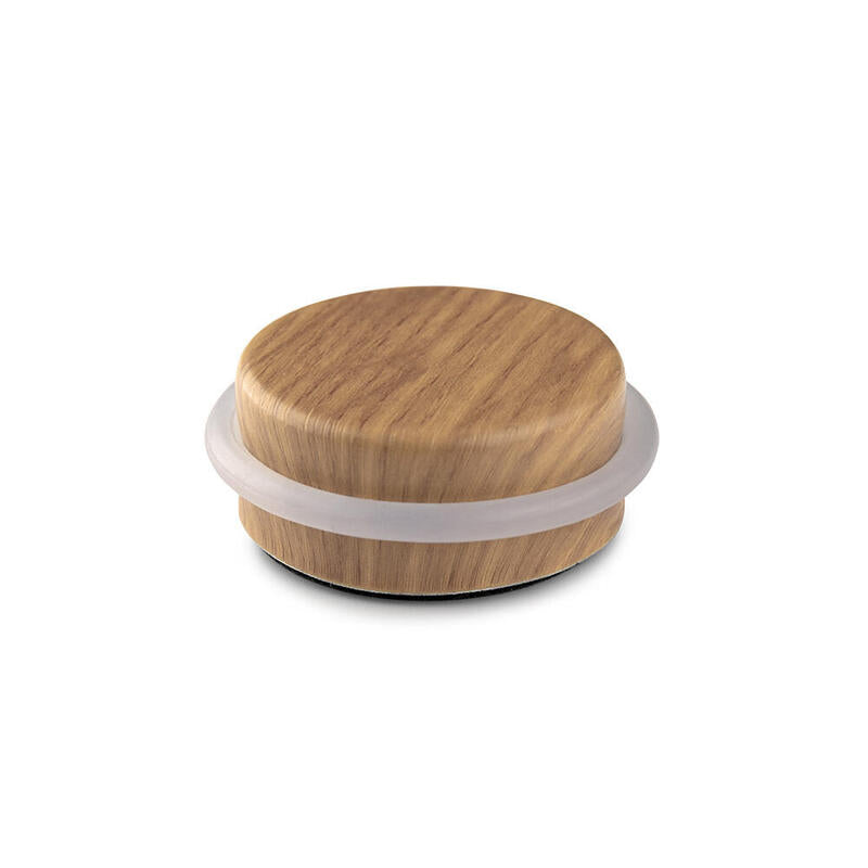 Pack De 2 Unidades - Tope De Puerta Adhesivo Plastico-Metal Decorado Roble Atlantico Ø4,6x1,8cm Inofix