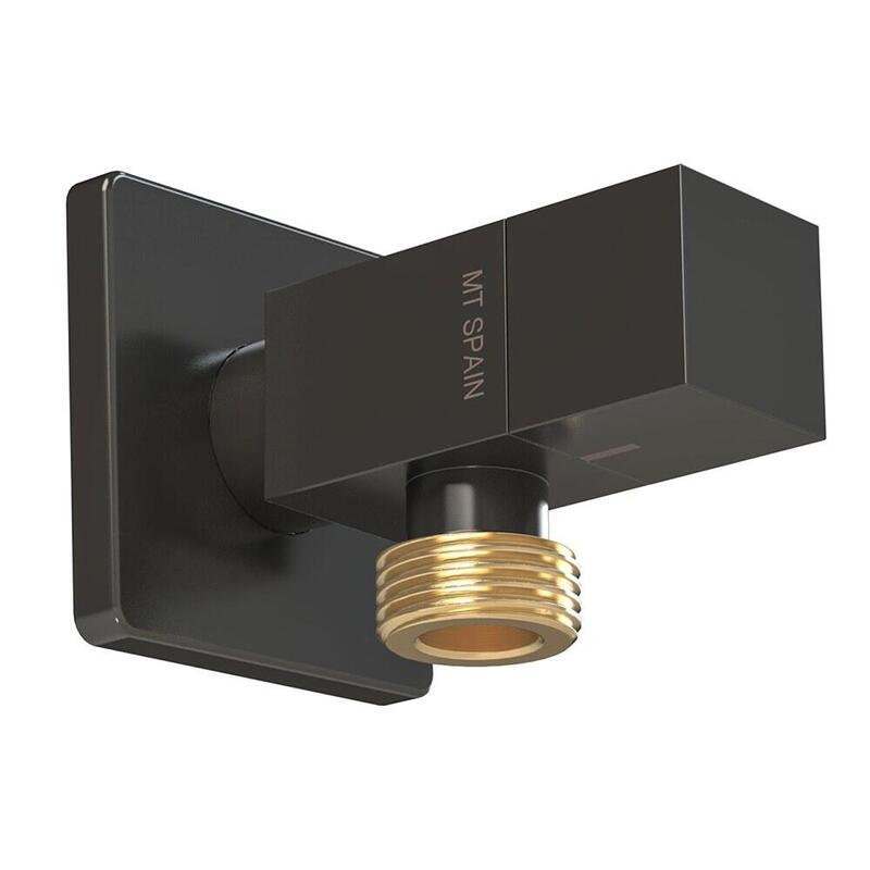 Pack De 2 Unidades - Válvula Escuadra Modelo Deco Con Mando Cuadrado, Negro, ½ X ½ Pulg
