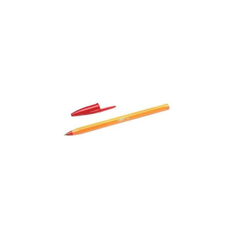 Pack De 20 Unidades Bic Orange Original Fine Boligrafo De Bola - Punta Redonda De 0.8mm - Trazo De 0.30mm - Tinta Con Base De Aceite - Cuerpo Naranja - Color Rojo