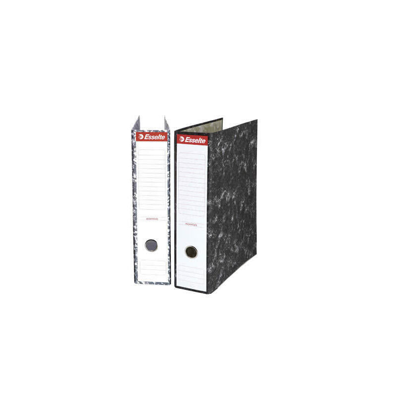 Pack De 20 Unidades Esselte Archivador De Palanca - Carton - Cantoneras Metalicas - Lomo 75mm - Capacidad Para 500 Hojas - Color Negro Jaspeado