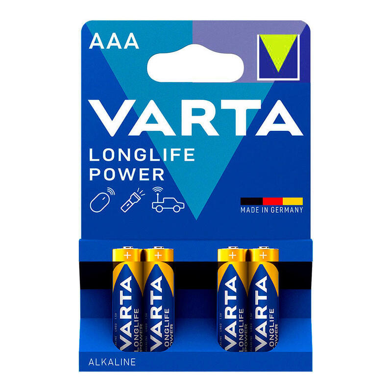Pack De 20 Unidades - Pila Varta Alkalina Longlife Aaa - Lr03 2 Tiras (10 Blisters 4 Unid.) Ø10,5x44,5mm Precio Por Blister