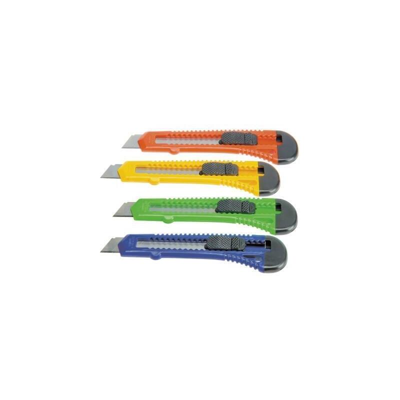 Pack De 24 Unidades Bat Cutter Ancho / Cuchilla Fracturable De 18 Mm / Sistema Bloqueo Cuchilla Intercambiable Blister Colores Surtidos
