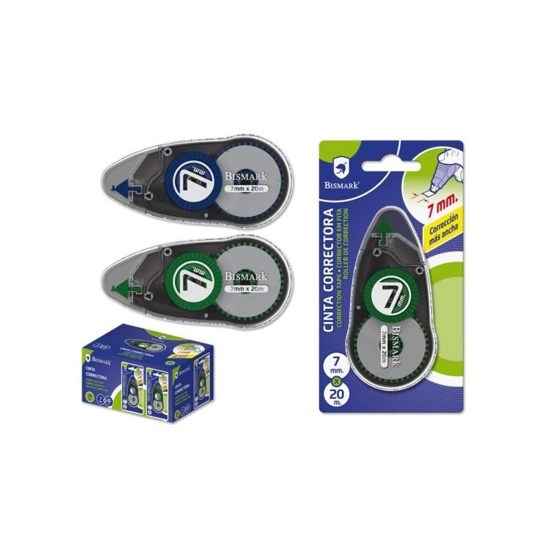 Pack De 24 Unidades Bismark Cinta Correctora 7mmx20m - Perfecta Adherencia Al Papel - Presentacion En Blister
