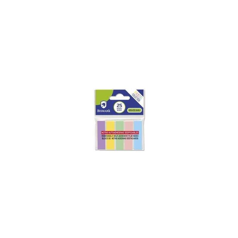 Pack De 24 Unidades Bismark Pack De 125 Indices Adhesivos 45mm X 12mm - Colores Pastel Surtidos