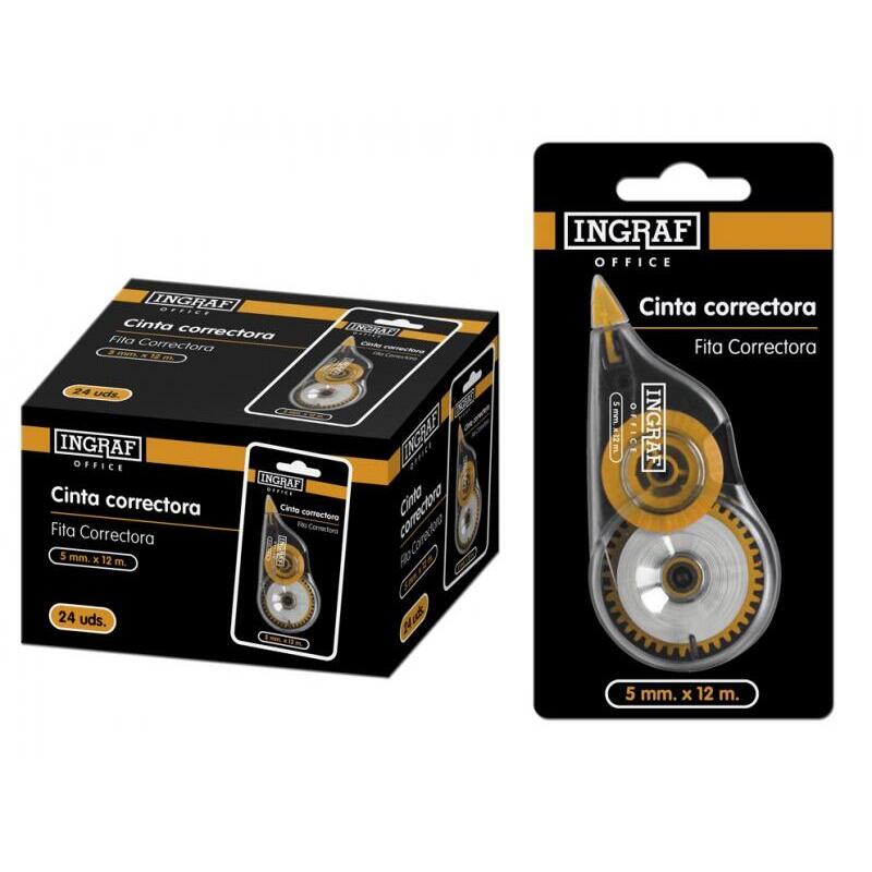 Pack De 24 Unidades Ingraf Cinta Correctora En Seco - Correccion Rapida Y Limpia - Escritura Inmediata
