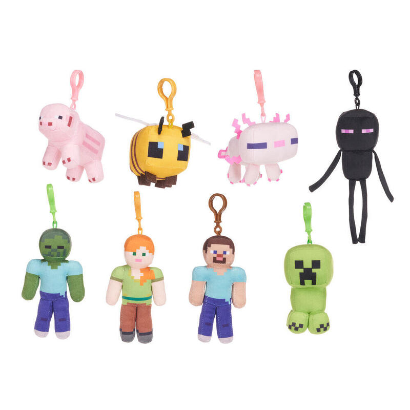 Pack De 24 Unidades - Llavero Peluche Minecraft 12cm Surtido