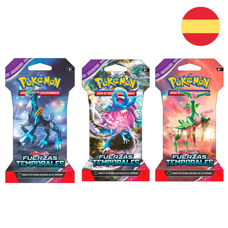 Pack De 24 Unidades - Sobre Juego Cartas Coleccionables Fuerzas Temporales Escarlata Y Purpura Pokemon Español Surtido