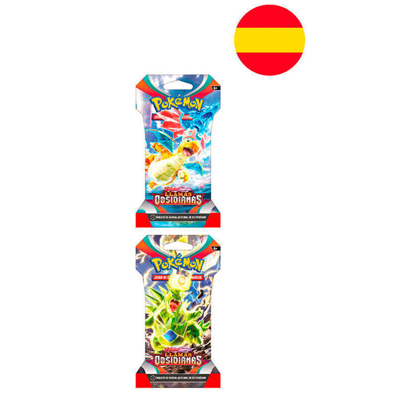 Pack De 24 Unidades - Sobre Juego Cartas Coleccionables Llamas Obsidianas Escarlata Y Purpura Pokemon Surtido Español