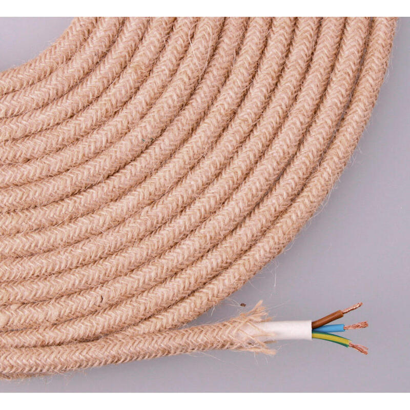 Pack De 25 Unidades - Cable De Cuerda De Yute Tejida Y Enfundada 3x0,75mm 25m Euro/M