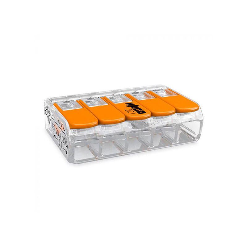 Pack De 25 Unidades - Conector Rapido Con Palanca 5 Conductores, Ø Maximo 4 Mm², 450 V , 32 A; Transparente; 30 X 18,6 X 8,4 Mm
