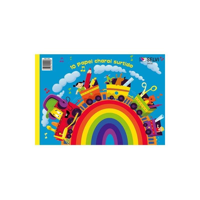 Pack De 25 Unidades Selvi Cuaderno Para Manualidades Con 10 Pliegos De Papel Charol 24x32cm Colores Surtidos