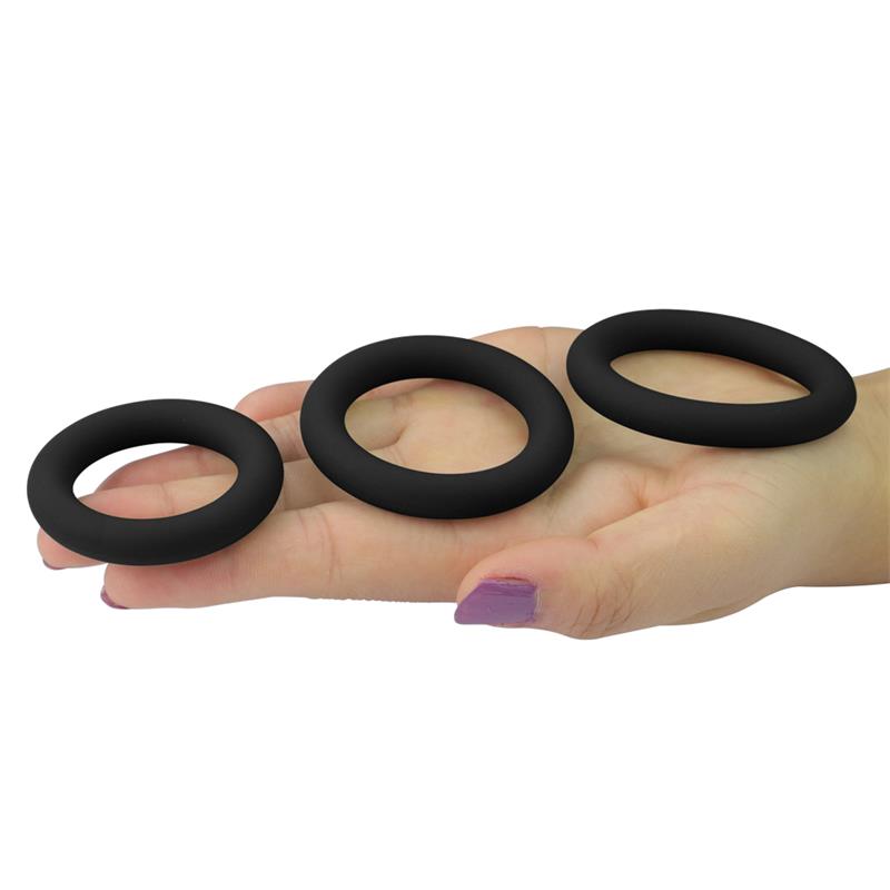 Pack De 3 Anillos Para El Pene Power Plus Negro