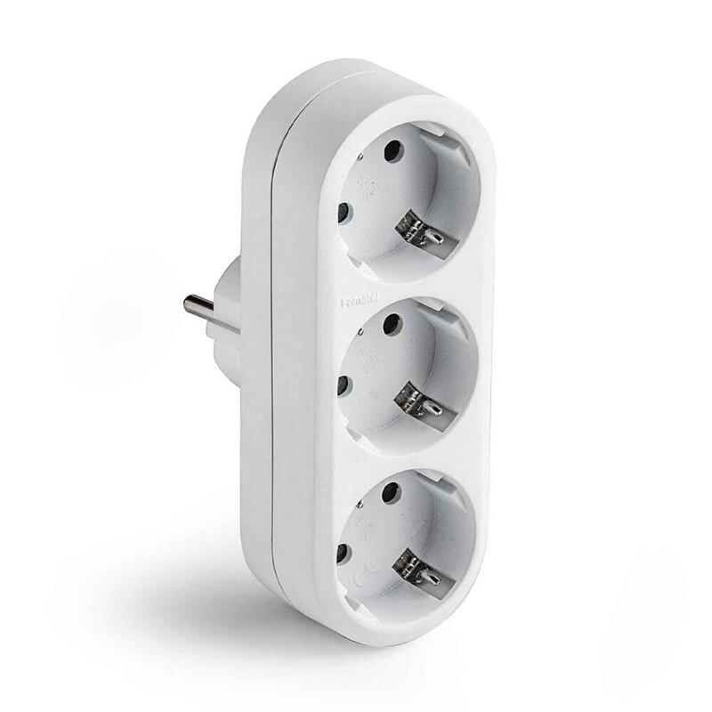 Pack De 3 Unidades - Adaptador Triple 2p+T 16a 250 V Con Entrada Frontal, Blanco
