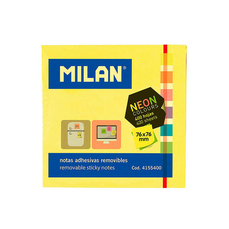Pack De 3 Unidades - Bloc 400 Notas Adhesivas Nuevos Colores Fluor 76 X 76 Mm