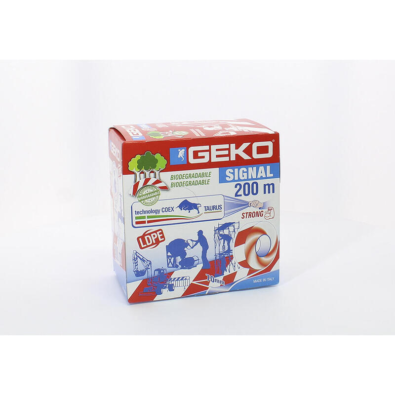 Pack De 3 Unidades - Cinta Balizar Ldpe Signal Biodegradable Blanca/Roja 70 Mm X 200 M