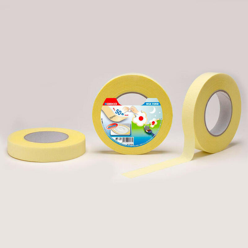 Pack De 3 Unidades - Cinta Masking "Kreep" 50m X 25mm Para Pintar Lineas Circulares Y Curvas