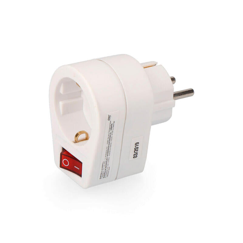 Pack De 3 Unidades - Clavija Adaptadora Con Interruptor Retractilada Edm