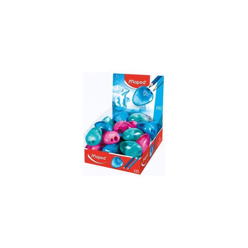Pack De 30 Unidades Maped I-Gloo Sacapuntas De 1 Orificio Con Deposito De Gran Capacidad - Forma Ergonomica - Colores