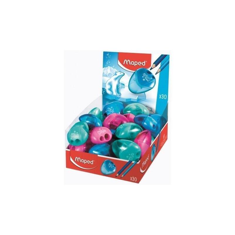 Pack De 30 Unidades Maped I-Gloo Sacapuntas De 2 Orificios Con Deposito De Gran Capacidad - Forma Ergonomica - Colores