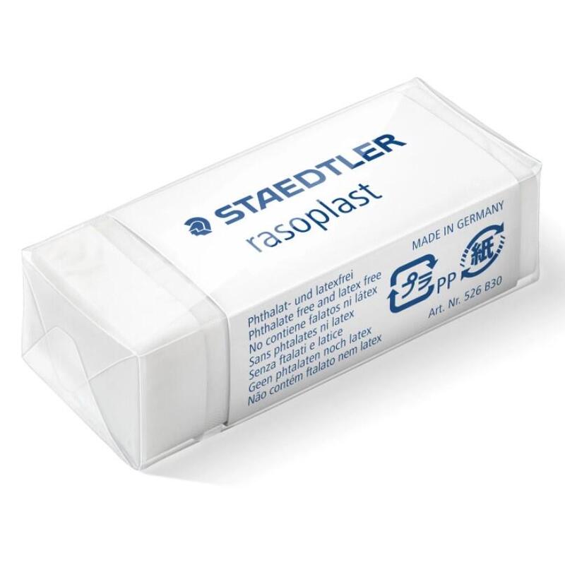 Pack De 30 Unidades Staedtler Rasoplast 526 B30 Goma De Borrar - Borrado De Alta Calidad - Minimos Residuos - Color Blanco