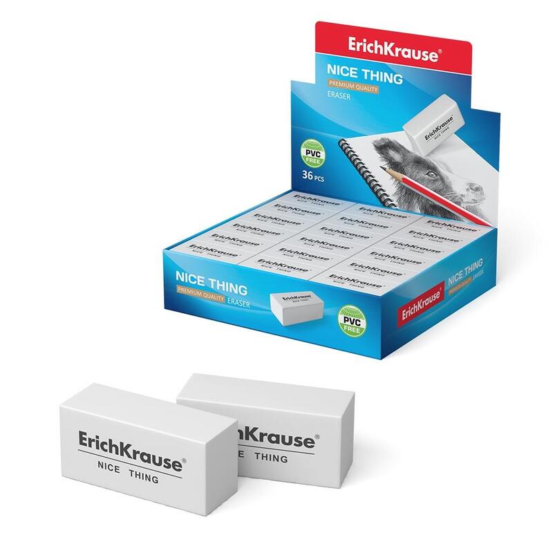 Pack De 36 Unidades Erichkrause Nice Thing Borrador De Dureza Media - Fabricado De Caucho Termoplastico Hipoalergenico - Ecologico Y Moderno - Libre De Impurezas - No Contiene Pvc - Color Negro