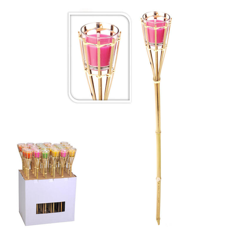 Pack De 4 Unidades - Antorcha De Jardin Con Vela Citronela Antimosquitos Ø7,5x76cm Euro/U