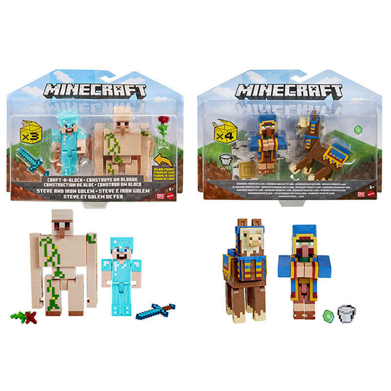 Pack De 4 Unidades - Blister 2 Figuras Minecraft 8cm Surtido