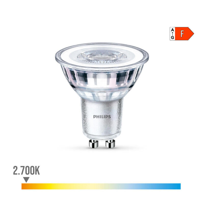 Pack De 4 Unidades - Bombilla Gu10 Led 4,6w 390lm 2700k Luz Calida Ø5x5,4cm Philips
