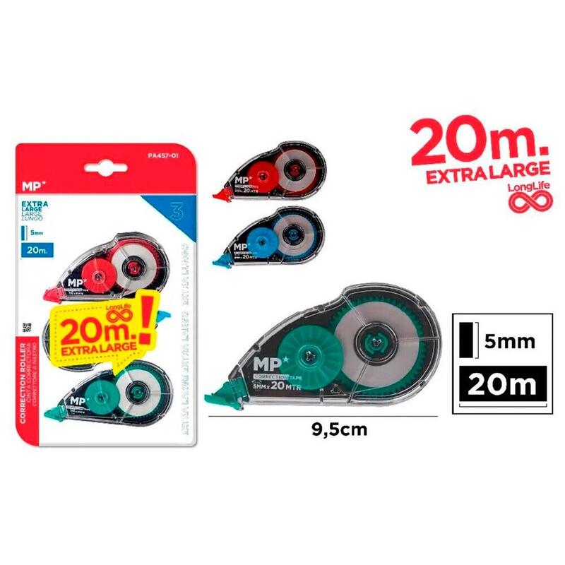 Pack De 4 Unidades - Cinta Correctora, 5 Mm X 20 M, 3 Uds, Blister