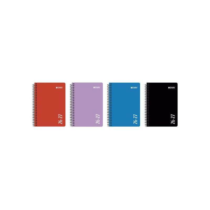 Pack De 4 Unidades Enri Agenda Escolar Con Espiral - Castellano - Tapa De Plastico - Formato Cuartilla - Semana Vista -