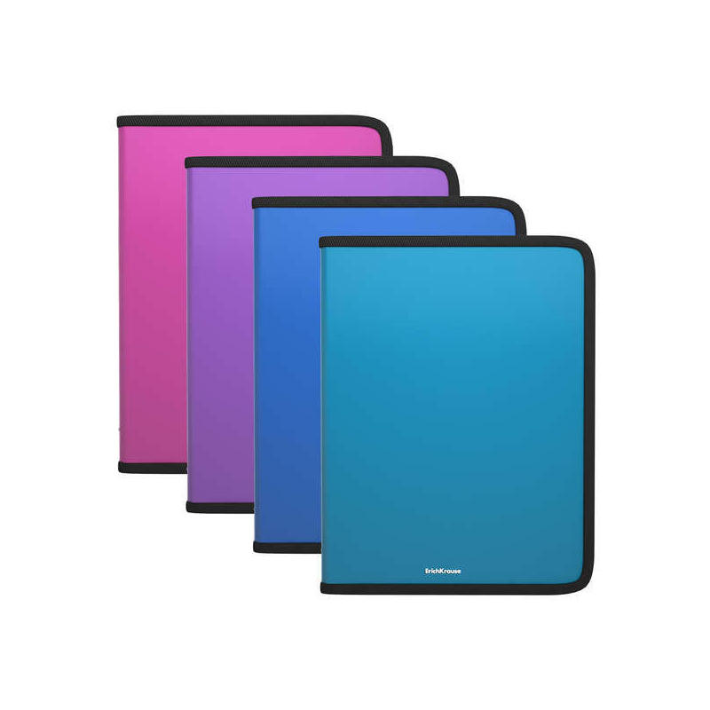 Pack De 4 Unidades Erichkrause Carpetas Con Cremallera Matt Vivid - A4+ - Colores Surtidos