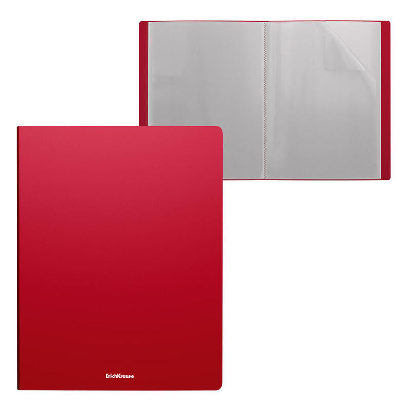 Pack De 4 Unidades Erichkrause Carpetas Con Fundas Matt Classic - 20 Fundas - Tamaño A4 - Color Rojo