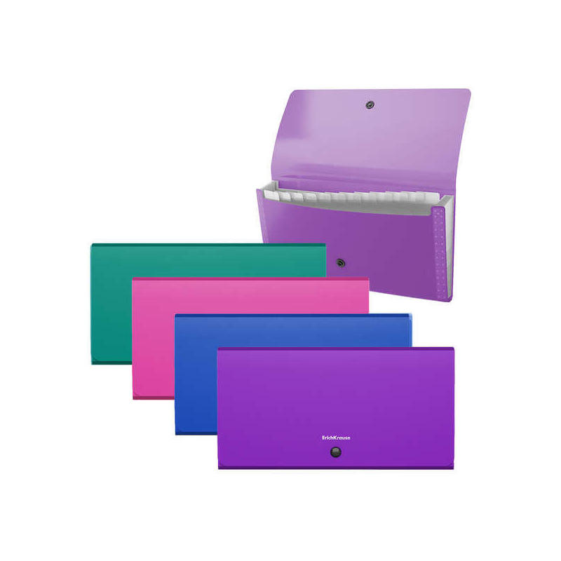Pack De 4 Unidades Erichkrause Clasificadores Matt Vivid - 12 Fundas - Tamaã±O Cheque - Colores Surtidos