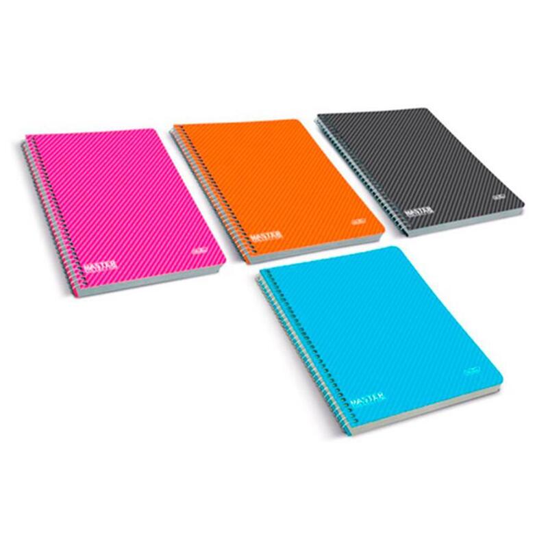 Pack De 4 Unidades Firmo Cuaderno Espiral A4 Cuadricula 4x4 Con Margen 80 Hojas - Tapa Polipropileno - Colores Surtidos