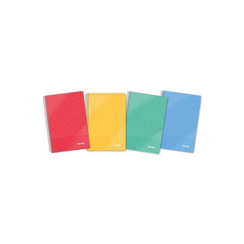 Pack De 4 Unidades Imprex Cuaderno Espiral Tapa Pp Folio 80h 90gr 4x4 Colores Surtidos