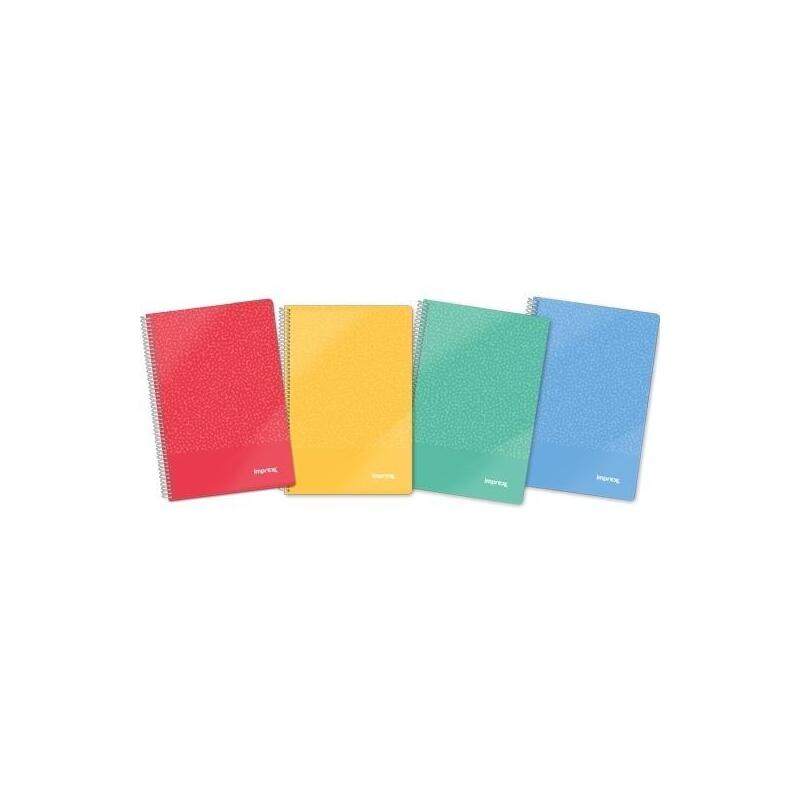 Pack De 4 Unidades Imprex Cuaderno Espiral Tapa Pp Folio 80h 90gr Horizontal Colores Surtidos