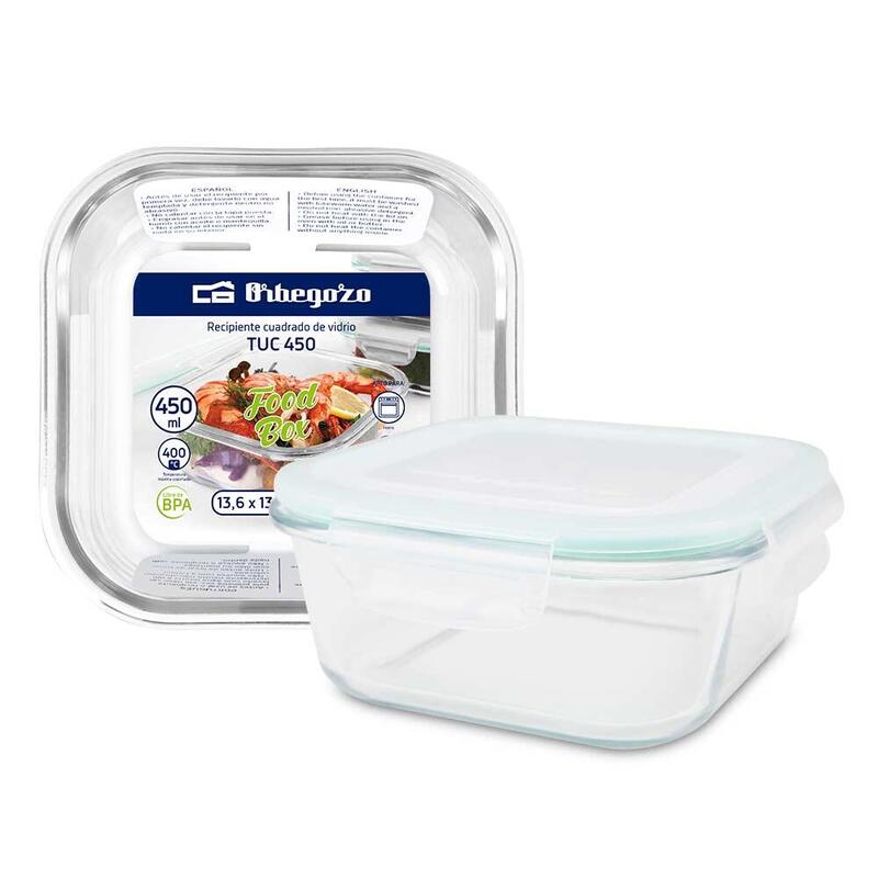 Pack De 4 Unidades Orbegozo Tuc Serie - Recipientes De Vidrio Cuadrados Para Cocina Resistente A Altas Temperaturas Y