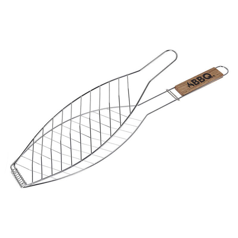 Pack De 4 Unidades - Parrilla Para Pescado Con Mango De Madera 35 X 14 Cm