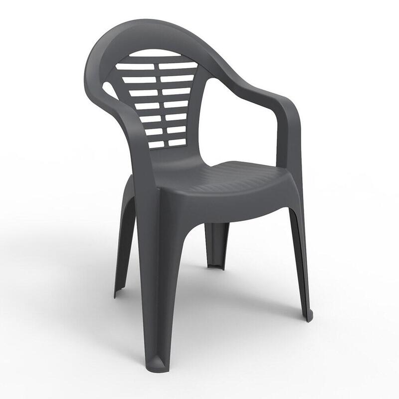 Pack De 4 Unidades - Silla Apilable Menorca, Color Antracita, 54 X 58 X 86 Cm