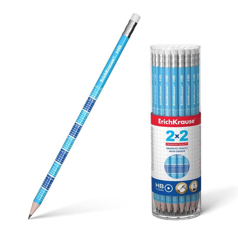 Pack De 42 Unidades Erichkrause Lapiz De Grafito 2x2 Hb - Madera Seleccionada - Alta Resistencia Al Impacto - Facil Afilado - Caucho Termoplastico Hipoalergenico - Color Negro