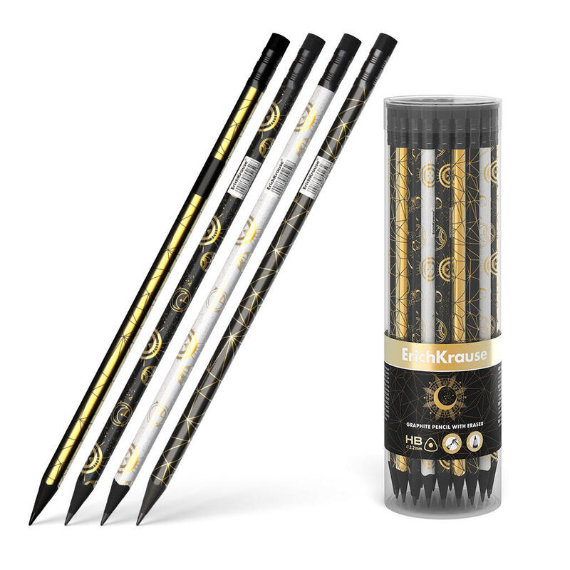 Pack De 42 Unidades Erichkrause Lapiz De Grafito Triangular Con Goma De Borrar Magic Sky Hb