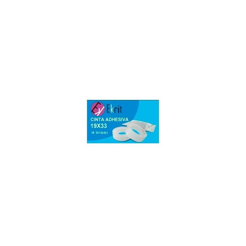 Pack De 48 Unidades Ekrit Cinta Adhesiva Transparente Rollo 19mm X 33m En Bolsita
