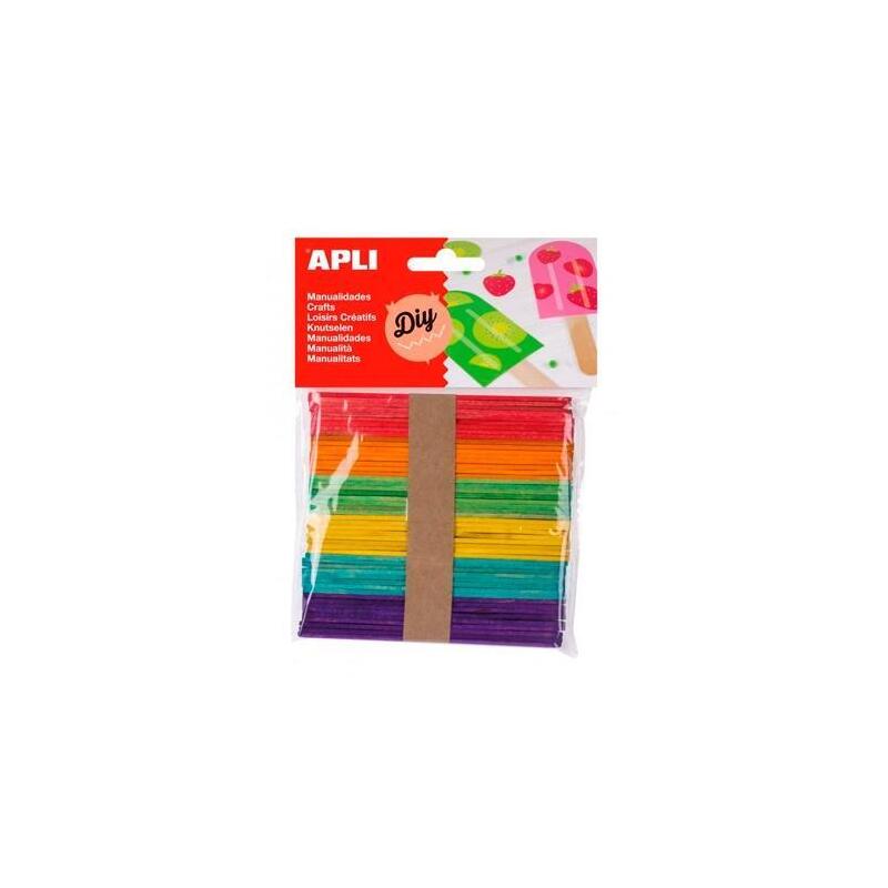 Pack De 5 Unidades Apli Palos De Polo De Madera 114x10mm Colores Surtidos -Bolsa 50u-