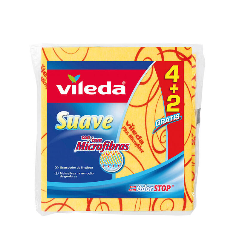 Pack De 5 Unidades - Bayeta Amarilla Suave 4+2 30% Microfibra 142010 Vileda
