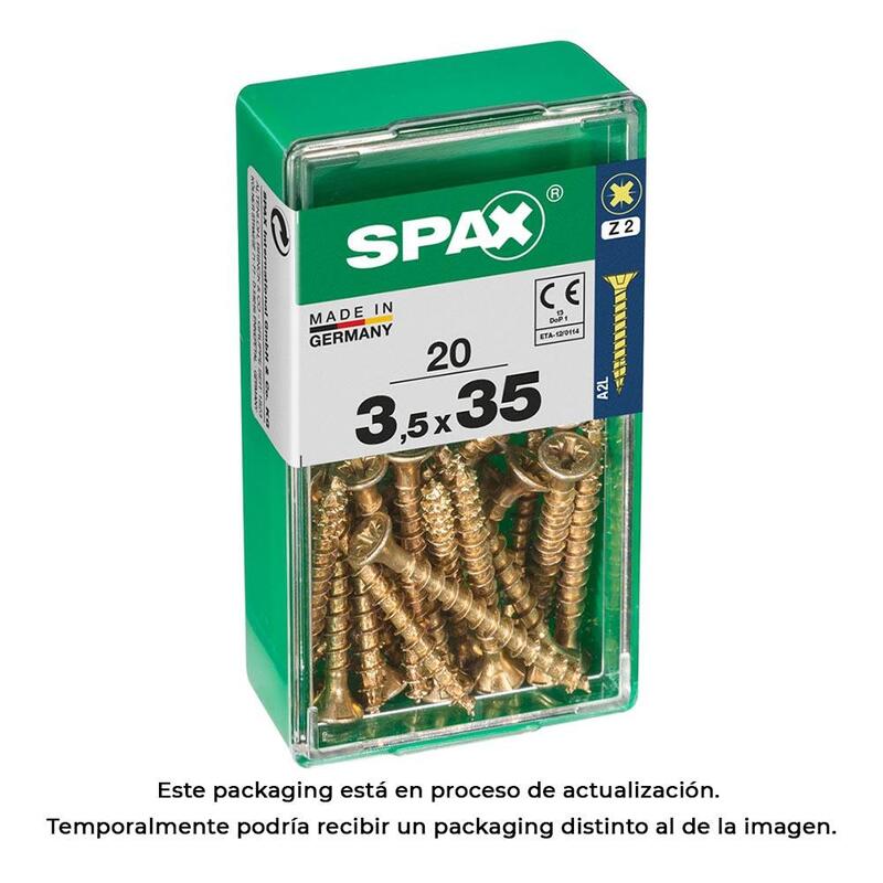 Pack De 5 Unidades - Caja 20 Unid. Tornillo Madera Spax Cabeza Plana Yellox 3,5x35mm Spax