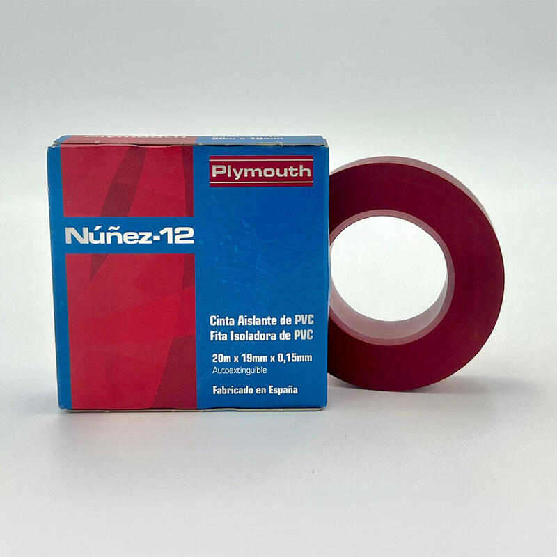 Pack De 5 Unidades - Cinta Aislante Pvc Roja Alta Adhesión 20 M X 19 Mm X 0,15 Mm