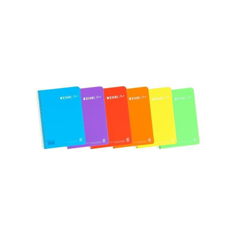 Pack De 5 Unidades Enri Cuaderno Espiral 80 Hojas 90gr 4x4 C/M Tapa Plástico Folio Surtidos